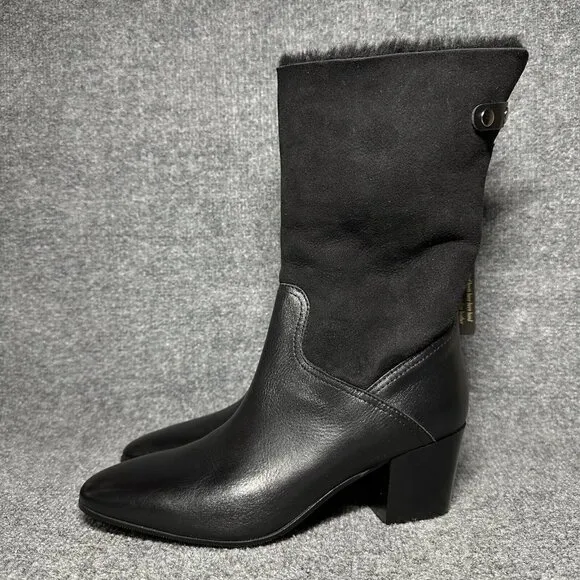 Napoleoni Italy Leather Sz 39 US 8.5 Pull On Black Boots New