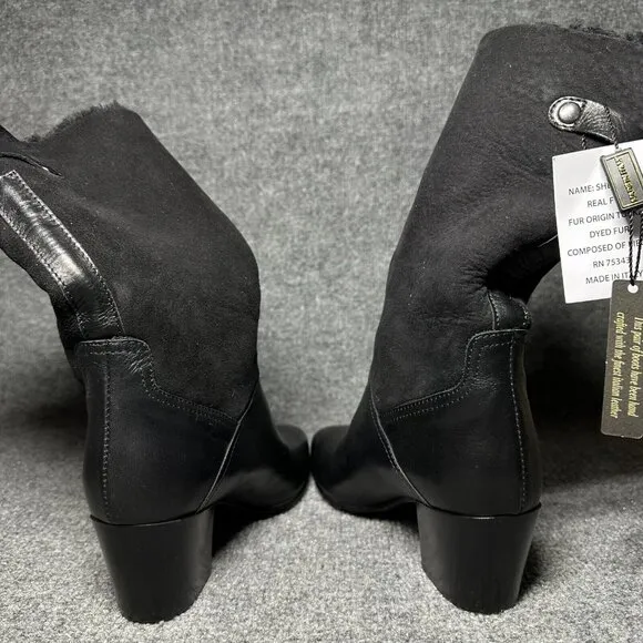 Napoleoni Italy Leather Sz 39 US 8.5 Pull On Black Boots New