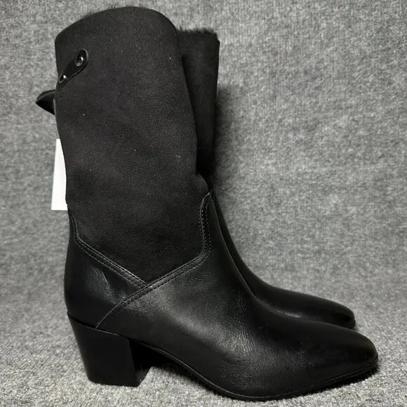 Napoleoni Italy Leather Sz 39 US 8.5 Pull On Black Boots New