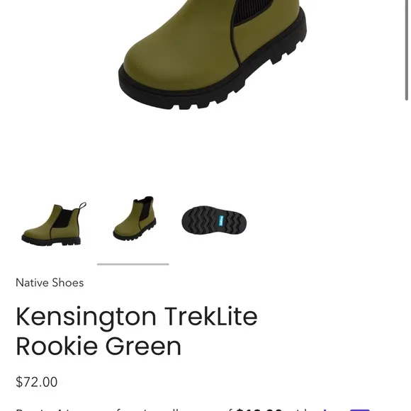 NATIVE SHOES NWT Kensington TrekLite in Rookie Green Pull On Chelsea Boots
