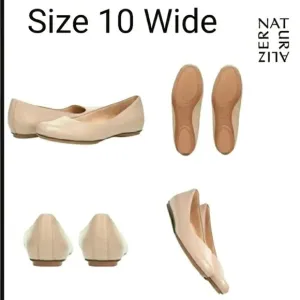 Naturalizer 10W Beige Leather Maxwell Nude Slip-On Ballet Flats New