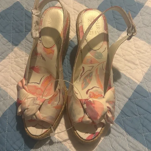 Naturalizer Bettina Floral Fabric Espadrille Platform Wedge Sandals
