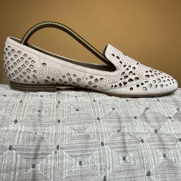 Naturalizer Eve Taupe Nude Leather Slip On Loafer Ballet Flats Dye Cut Women 10