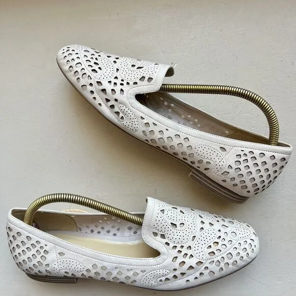 Naturalizer Eve Taupe Nude Leather Slip On Loafer Ballet Flats Dye Cut Women 10