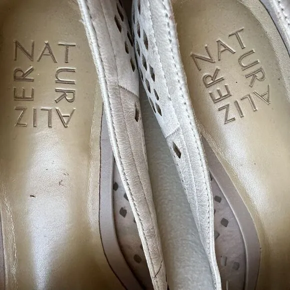 Naturalizer Eve Taupe Nude Leather Slip On Loafer Ballet Flats Dye Cut Women 10
