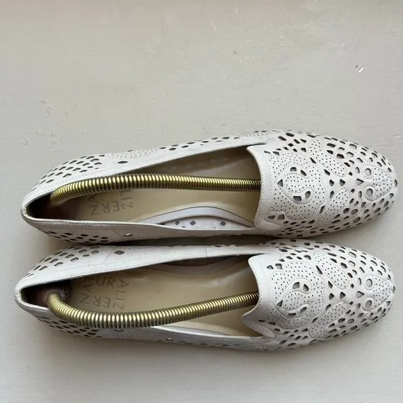 Naturalizer Eve Taupe Nude Leather Slip On Loafer Ballet Flats Dye Cut Women 10