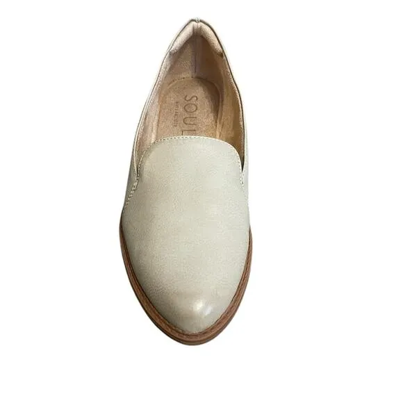 Naturalizer SOUL Yippee Faux Leather Slip On Flat Shoes in Stone Size 7.5