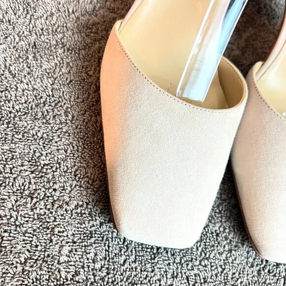 Naturalizer Womens Kelise Nude Beige Taupe Patent Suede Leather Block Heel Shoes