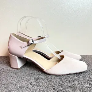 Naturalizer Womens Kelise Nude Beige Taupe Patent Suede Leather Block Heel Shoes