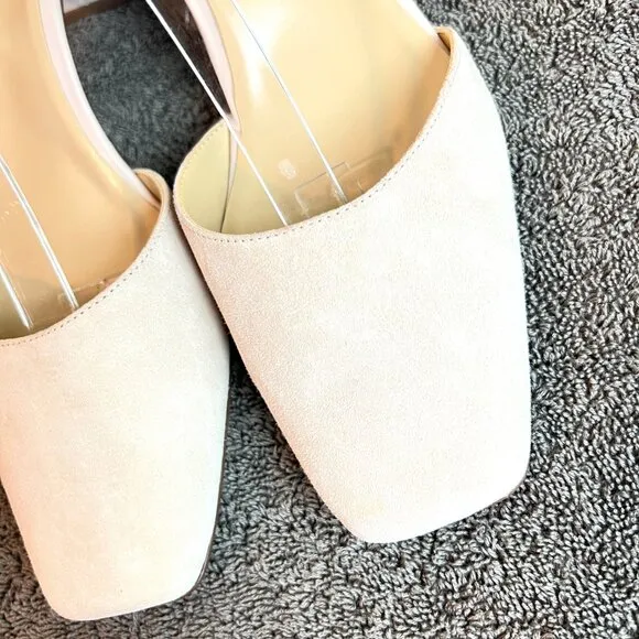 Naturalizer Womens Kelise Nude Beige Taupe Patent Suede Leather Block Heel Shoes