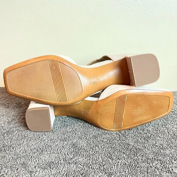 Naturalizer Womens Kelise Nude Beige Taupe Patent Suede Leather Block Heel Shoes