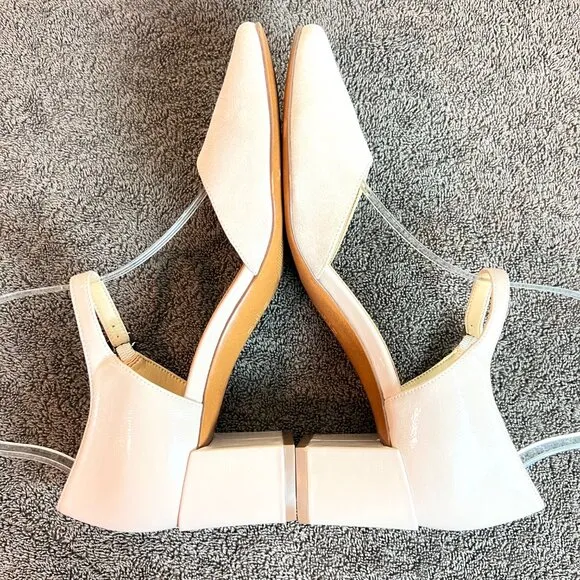 Naturalizer Womens Kelise Nude Beige Taupe Patent Suede Leather Block Heel Shoes