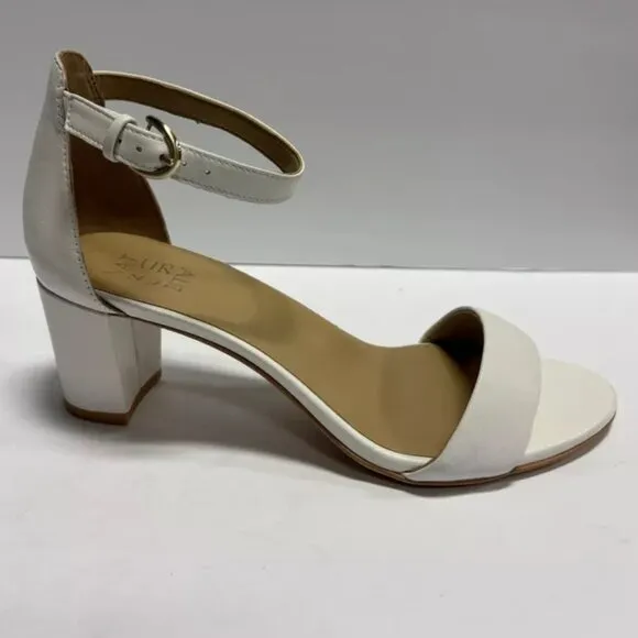 Naturalizer Women’s Vera, White Ankle Strap Sandals, Size 9 Wide