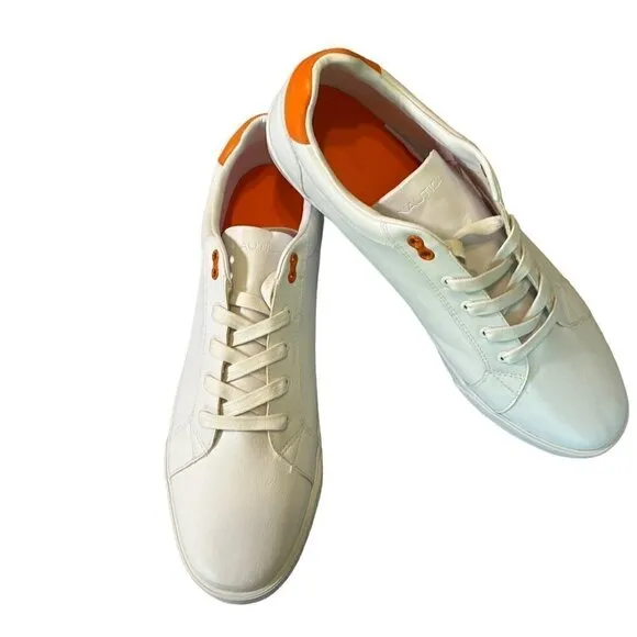 Nautica Men's Scuttle Low-Top White and Orange Sneakers Size 13
