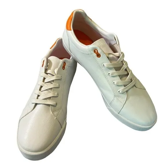 Nautica Men's Scuttle Low-Top White and Orange Sneakers Size 13