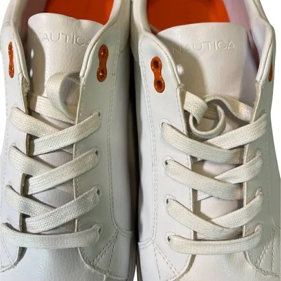 Nautica Men's Scuttle Low-Top White and Orange Sneakers Size 13