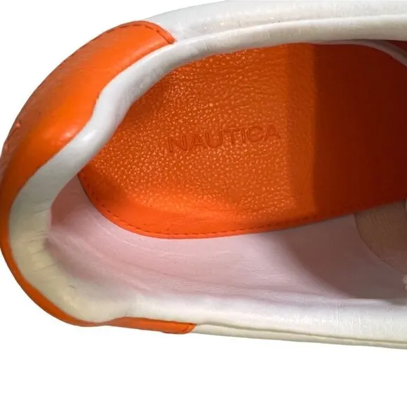 Nautica Men's Scuttle Low-Top White and Orange Sneakers Size 13