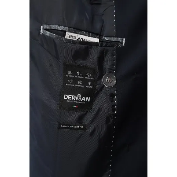 Navy and Cream Double Breasted Suit By Derman Suits
