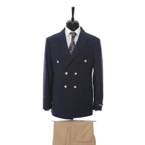 Navy and Cream Double Breasted Suit By Derman Suits