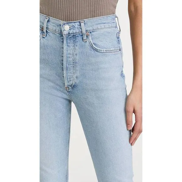 NEW AGOLDE riley high rise straight crop jeans in bitter