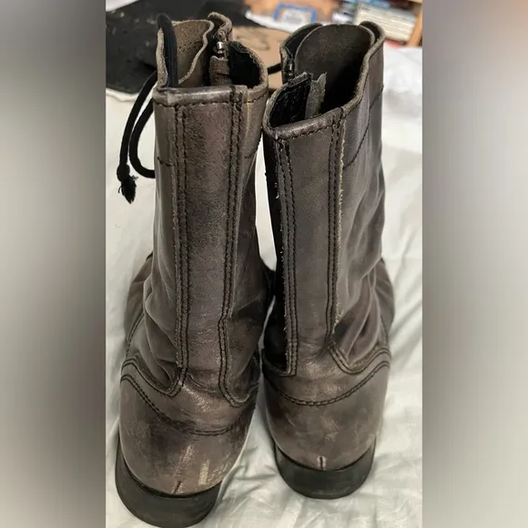 NEW! All Saints Military Boots Distressed Leather Women’s US sz 9 EU40 UK  Box
