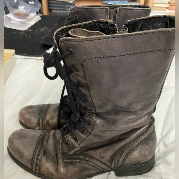 NEW! All Saints Military Boots Distressed Leather Women’s US sz 9 EU40 UK  Box