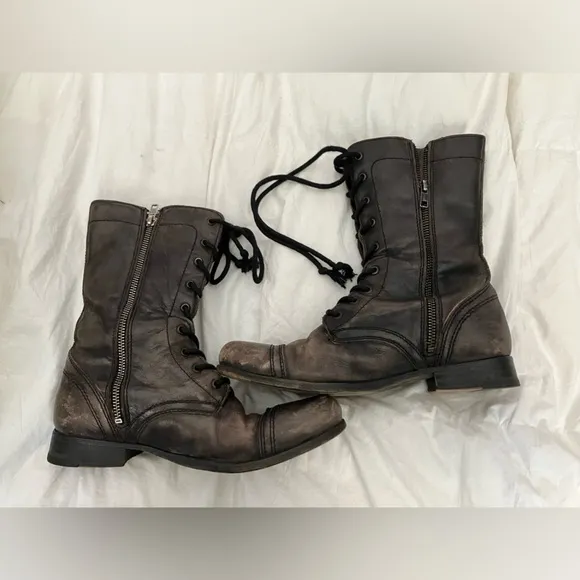 NEW! All Saints Military Boots Distressed Leather Women’s US sz 9 EU40 UK  Box