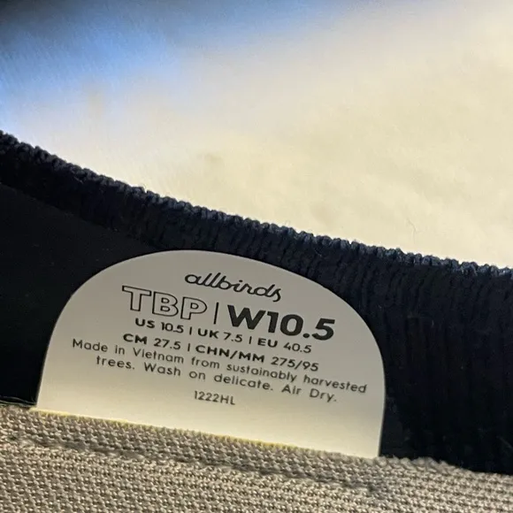 NEW ALLBIRDS TREE BREEZER NEW BLACK FLATS SIZE W 10.5