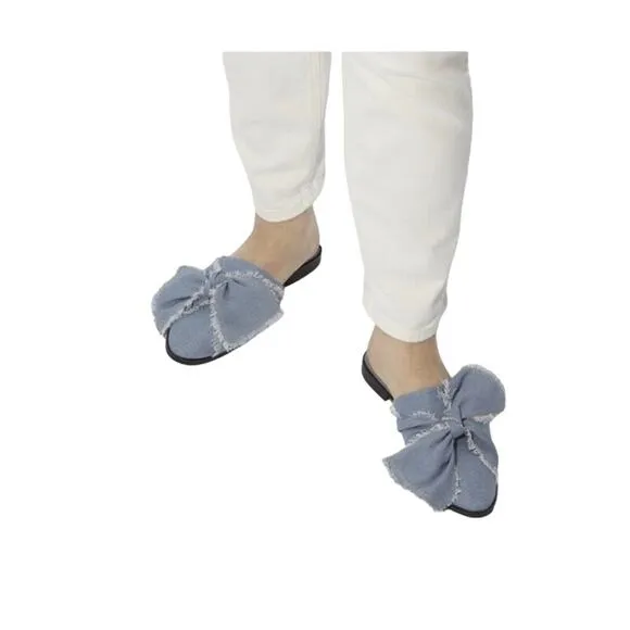 New AllSaints Rumour Bow Mules Light Denim Slides Flats 40 9 All Saints