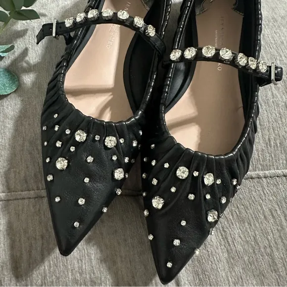 New Antonio Melanix Jennifer Sumko Lyssa Lou Leather Studded Mary Jane Flats