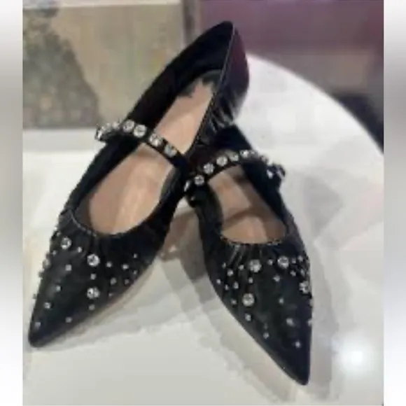 New Antonio Melanix Jennifer Sumko Lyssa Lou Leather Studded Mary Jane Flats