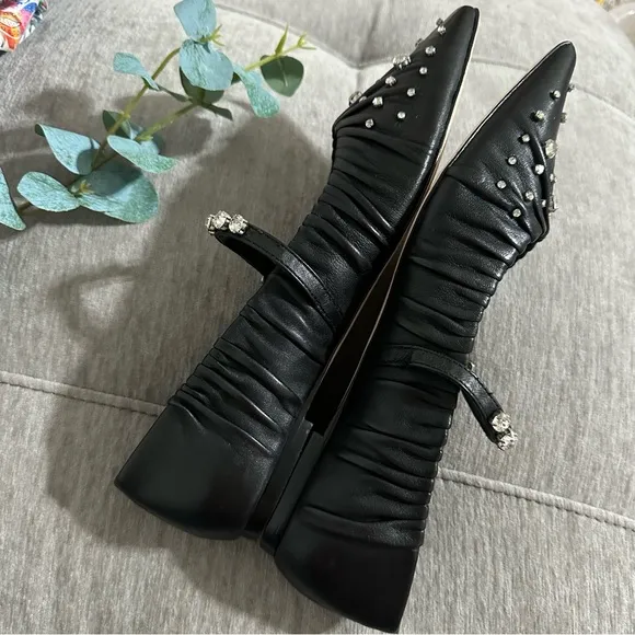 New Antonio Melanix Jennifer Sumko Lyssa Lou Leather Studded Mary Jane Flats