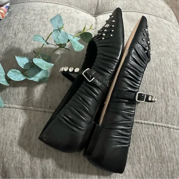 New Antonio Melanix Jennifer Sumko Lyssa Lou Leather Studded Mary Jane Flats