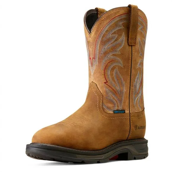 NEW ARIAT men's workhog xt h2o western boots in distressed brown/bravo brown