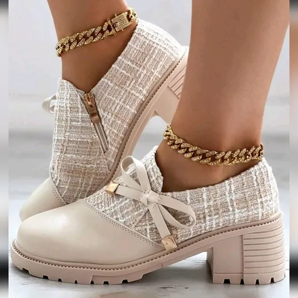 New Arrival Women's High Heel Formal Shoes, Thick Plaid And Patchwork De…