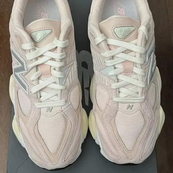 New Balance Cream and Pink Retro Sneakers