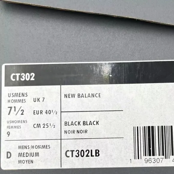 New Balance CT302 Leather Sneakers Youth Boy's-Girl's Size 7.5/Women’s 9 Black