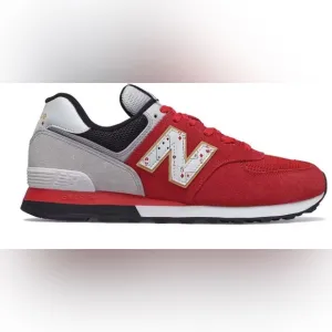 New Balance Retro Red and Gray Sneakers with Bold Design