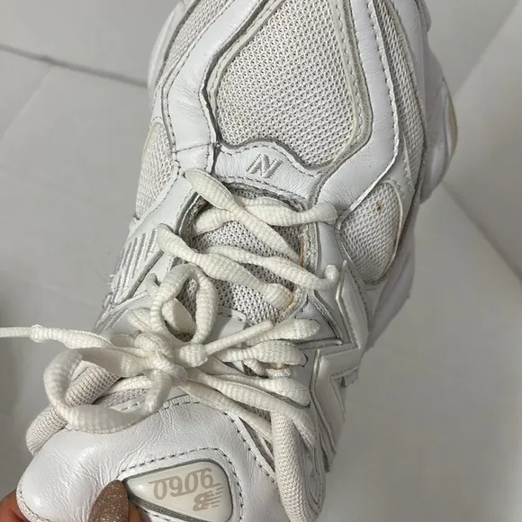 New Balance White Sneakers with Cushioned Sole and Mesh Upper