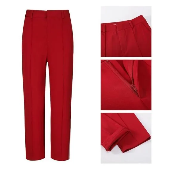 New Beauty-Emily Red Wine Career Suit Set 2 Pieces XL