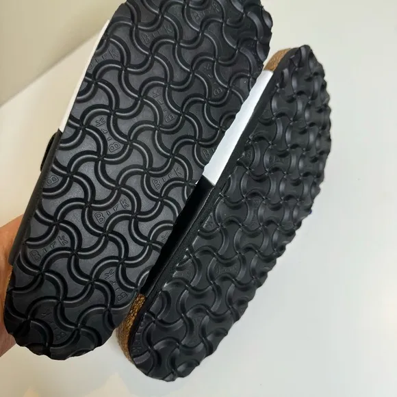 NEW Birkenstock Arizona Split Two-Strap Black &amp; White Sandals size 5