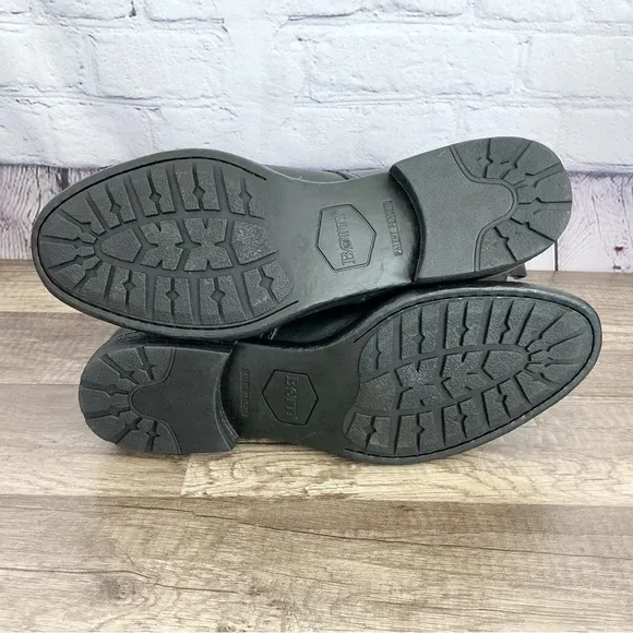 New Born neon black leather combat boots pull on size 9M