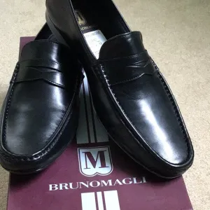 New Bruno Magli Black Leather Penny Loafers new