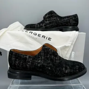 NEW Clergerie Paris Women’s Rayane Oxford Embossed Suede Loafers Black Size 6.5