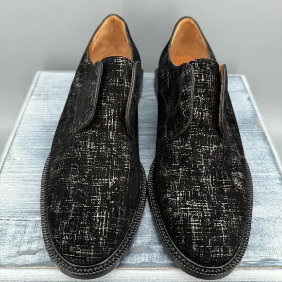 NEW Clergerie Paris Women’s Rayane Oxford Embossed Suede Loafers Black Size 6.5