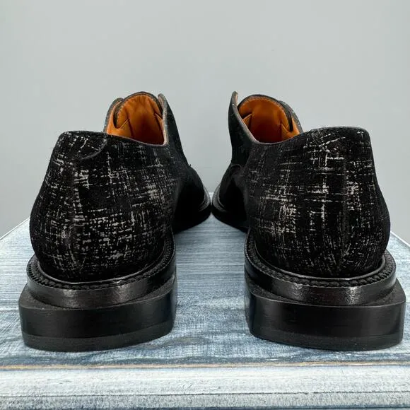 NEW Clergerie Paris Women’s Rayane Oxford Embossed Suede Loafers Black Size 6.5