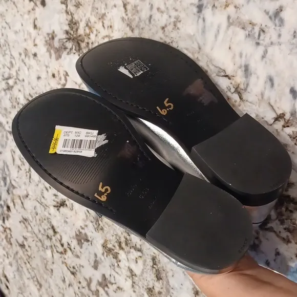 NEW Coach Jolene Silver Metallic Leather Slip On Loafer Size 6.5B