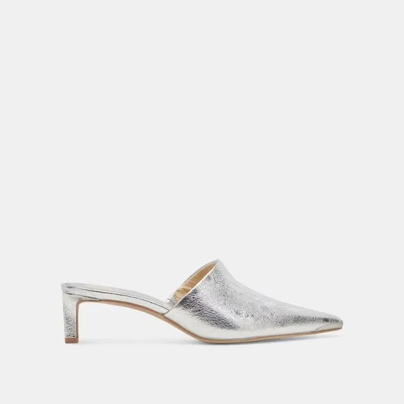 NEW DOLCE VITA Sarina Leather Heel Sandals silver 252