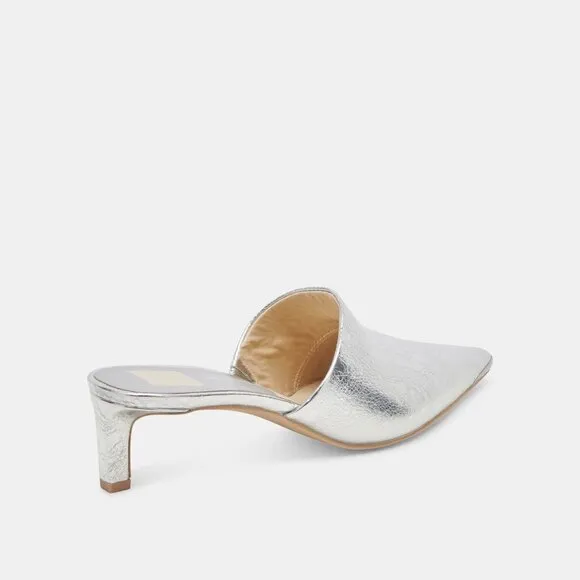 NEW DOLCE VITA Sarina Leather Heel Sandals silver 252