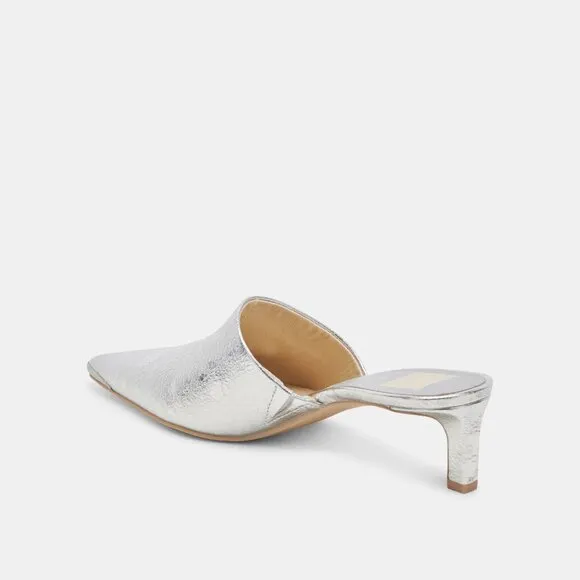 NEW DOLCE VITA Sarina Leather Heel Sandals silver 252